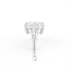 18K White Gold Trilogy Emerald Diamond Ring — SIDE