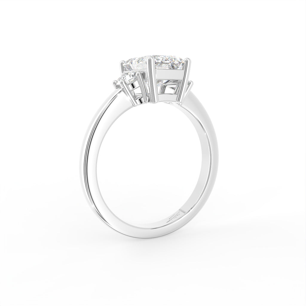 vimg:Z00297|18K Trilogy Emerald-Cut Diamond Ring — 3D VIEW