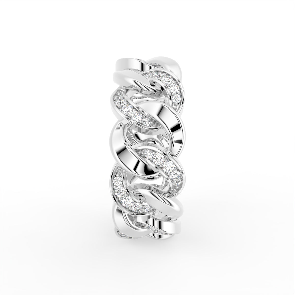 18K Bespoke Chain Link Diamond Ring — SIDE