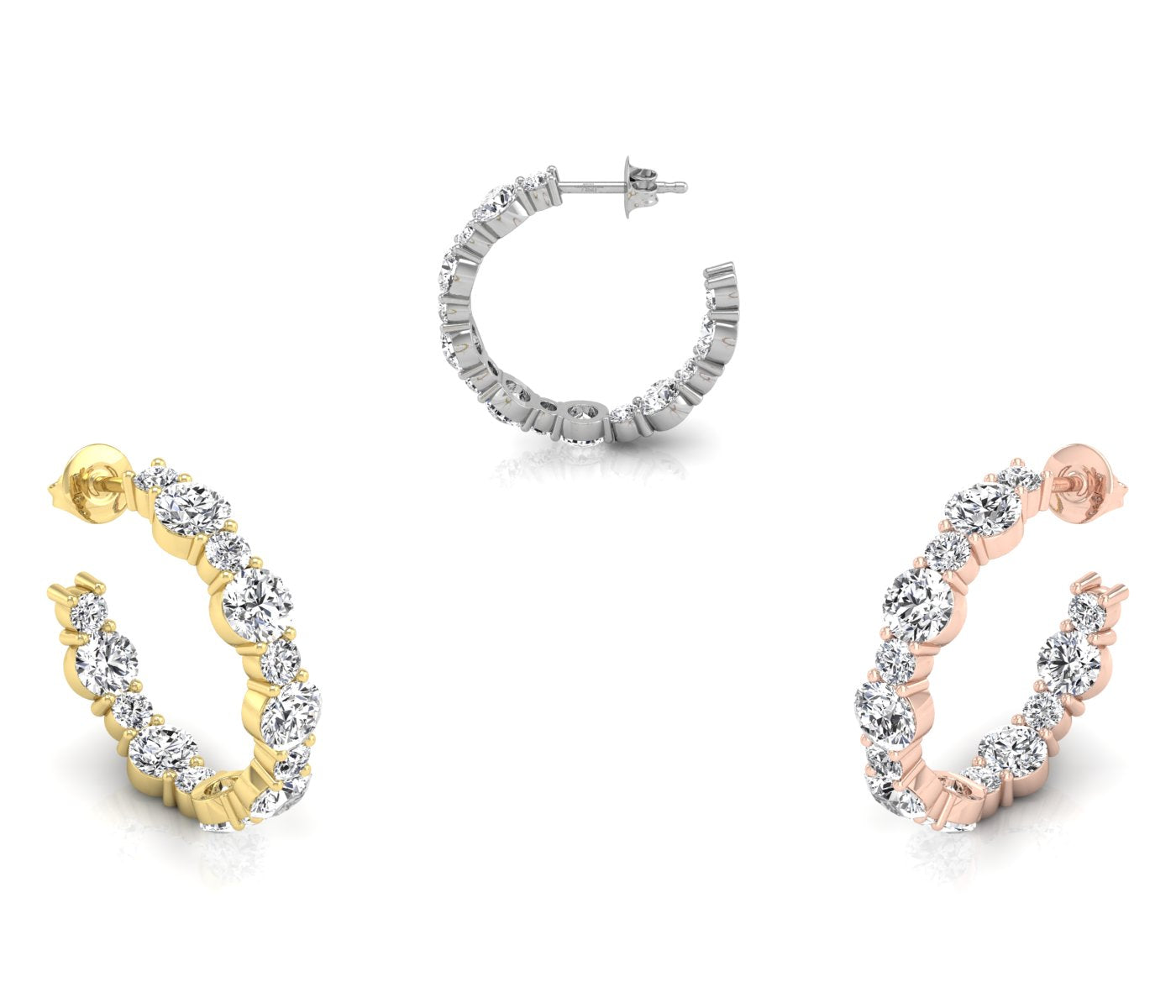 18K Round Bespoke Diamond Earrings — 3 COLOR