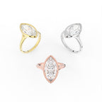 Sterling Silver Marquise Diamond Ring — 3 COLOR