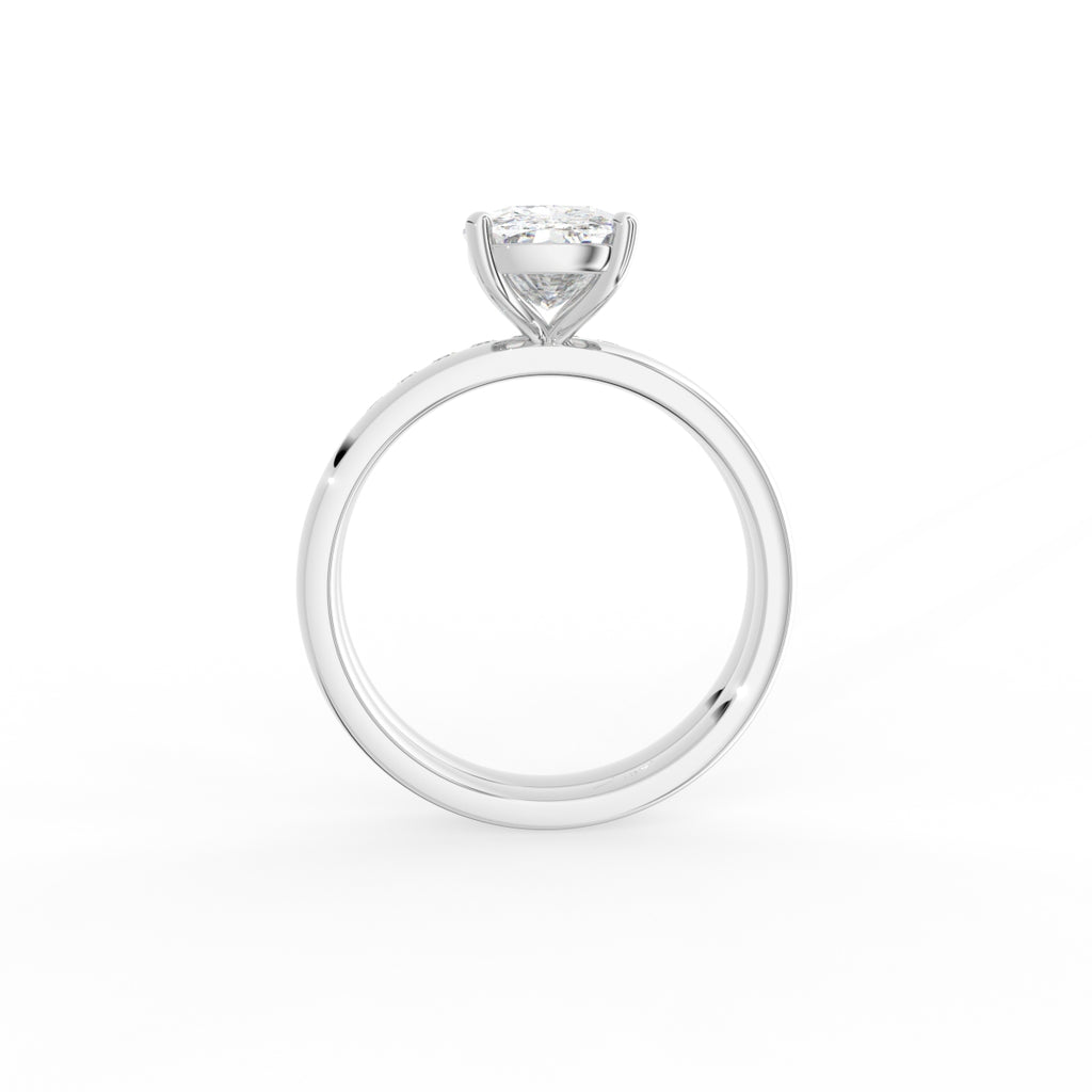 18K Solitaire Cushion Diamond Ring — FRONT