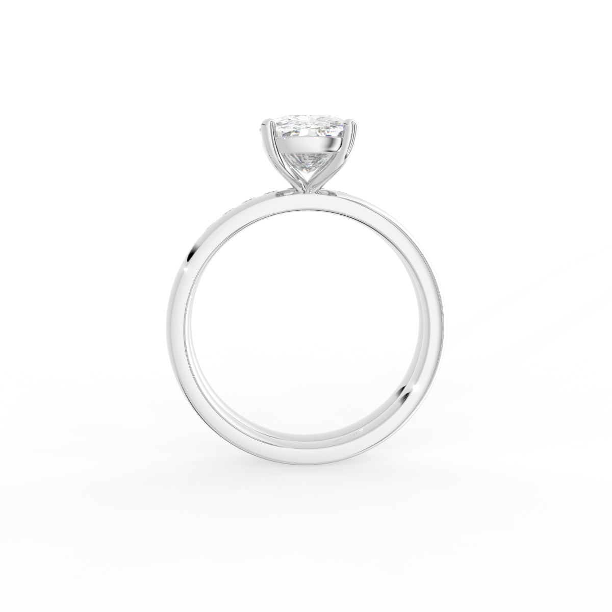 18K Solitaire Cushion Diamond Ring — FRONT