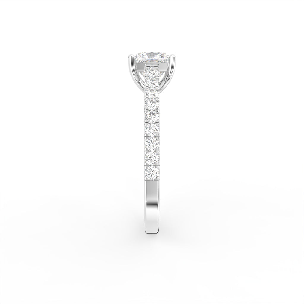 18K Solitaire Princess Diamond Engagement Ring — SIDE