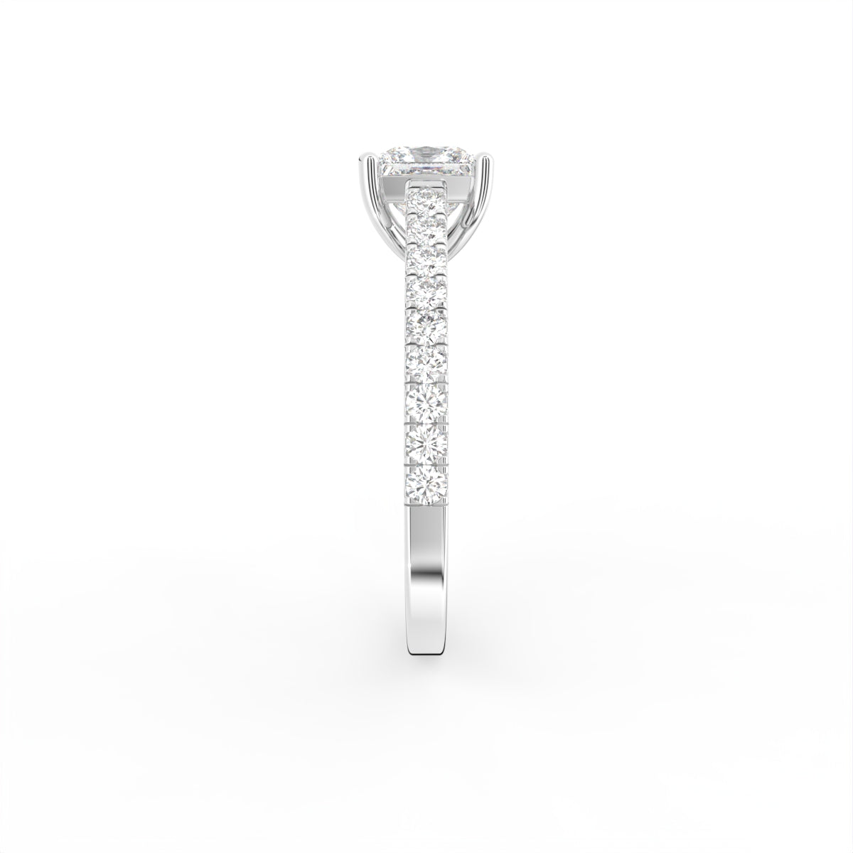 18K Solitaire Princess Diamond Engagement Ring — SIDE