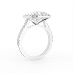 18K White Gold Halo Emerald Diamond Engagement Ring — 3D VIEW