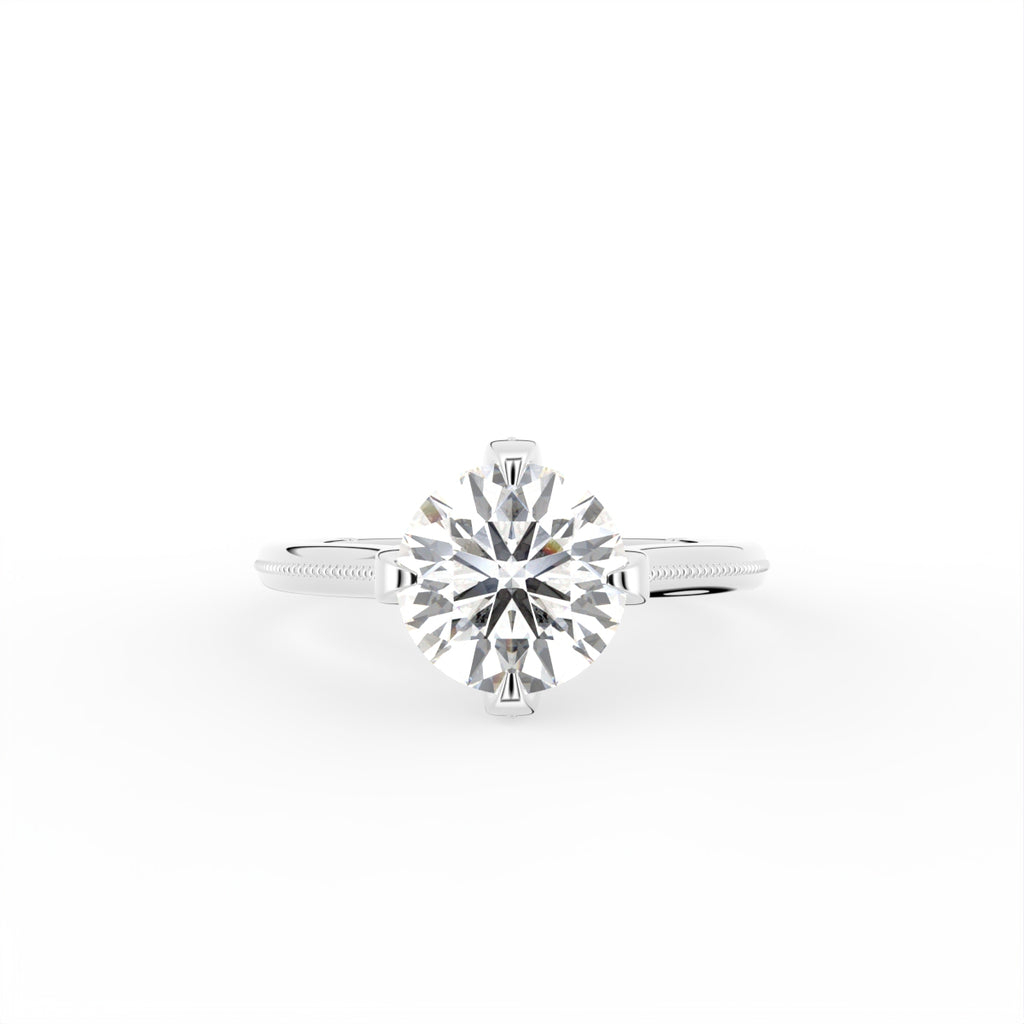 18K Solitaire Round Diamond Engagement Ring — TOP