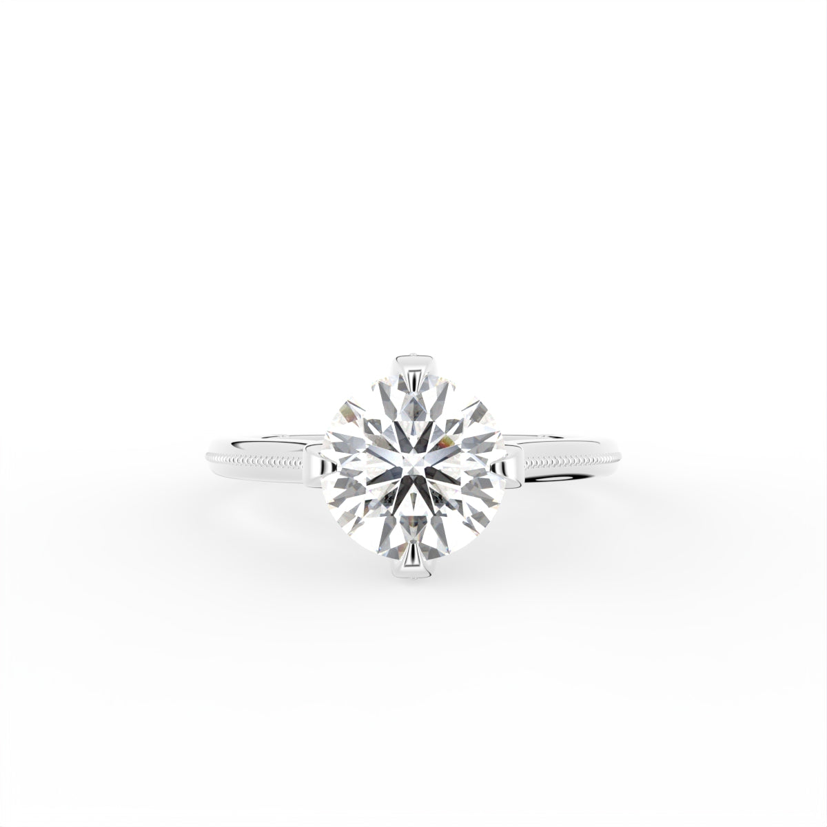 18K Solitaire Round Diamond Engagement Ring — TOP
