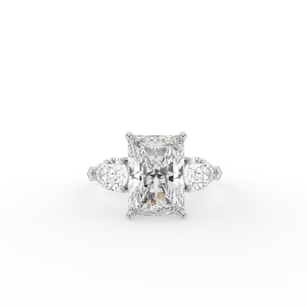 18K Trilogy Radiant Diamond Engagement Ring — TOP