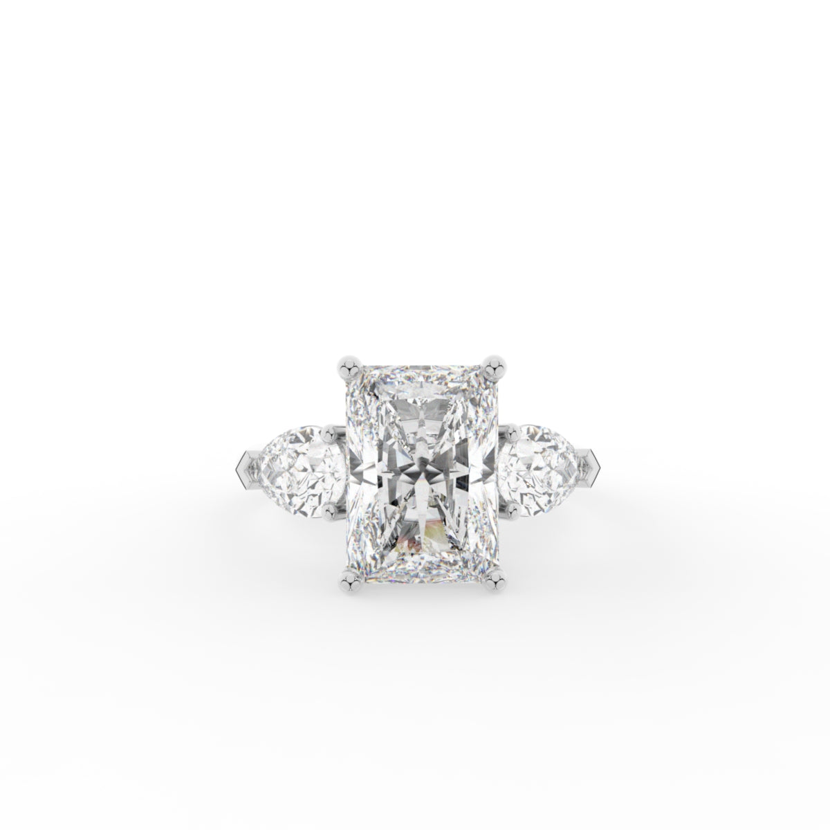 18K Trilogy Radiant Diamond Engagement Ring — TOP