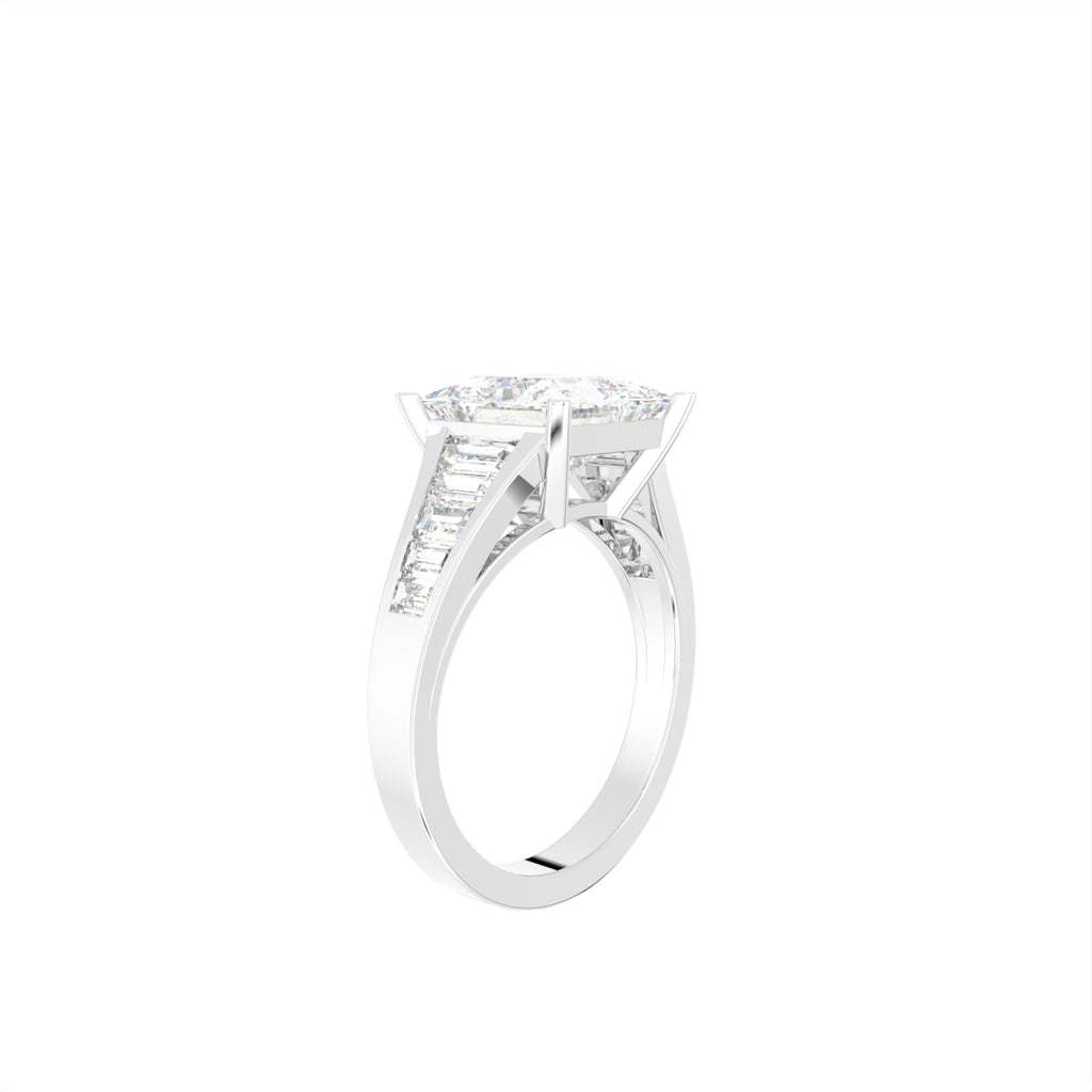 18K White Gold Cushion Diamond Ring — 3D VIEW
