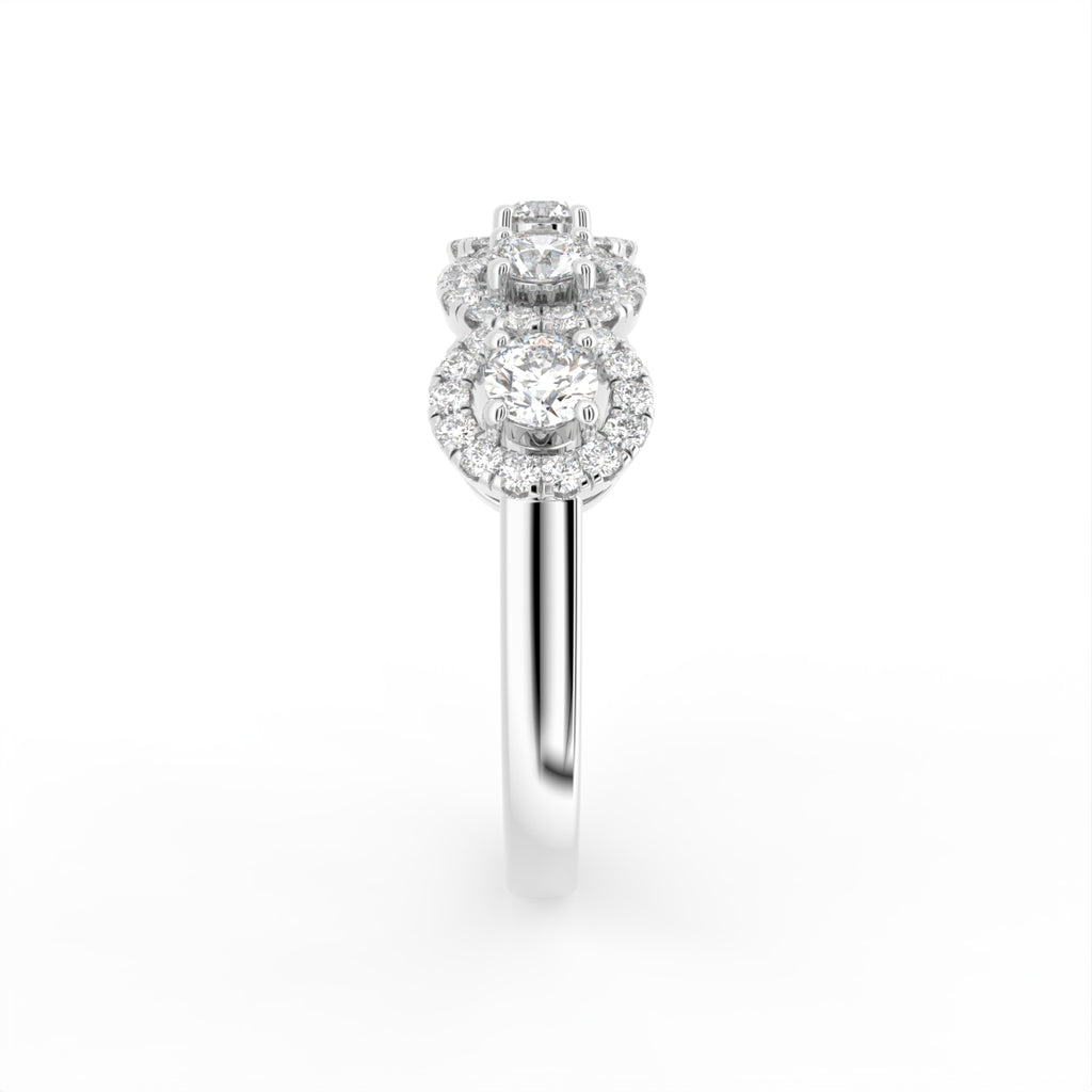 18K Halo Round Diamond Ring — SIDE