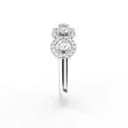18K Halo Round Diamond Ring — SIDE
