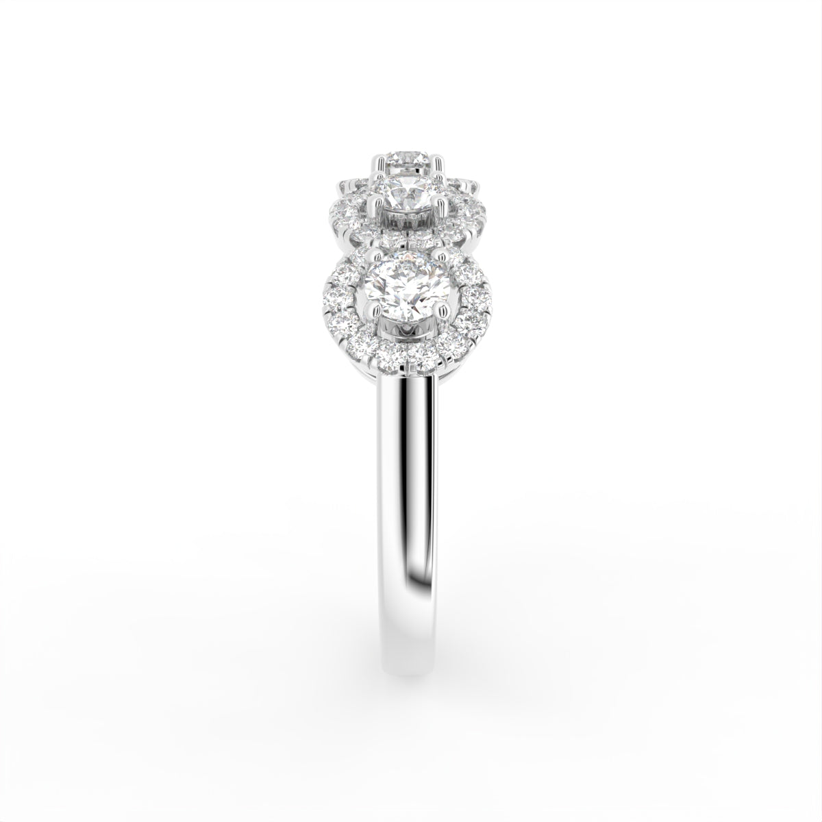 18K Halo Round Diamond Ring — SIDE