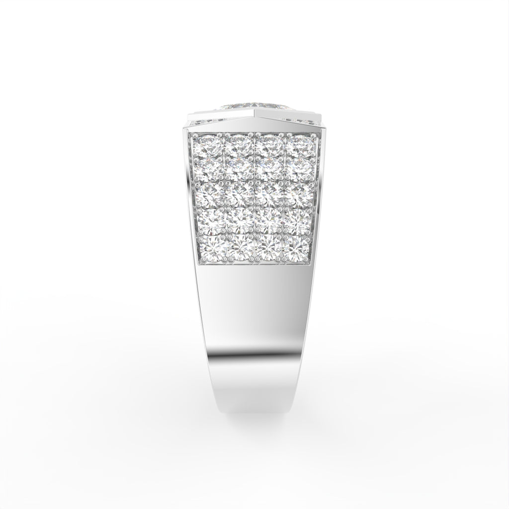 18K White Gold Bespoke Pave Diamond Ring — SIDE