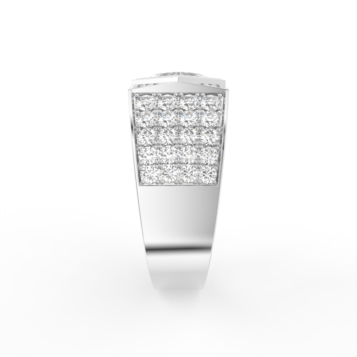 18K White Gold Bespoke Pave Diamond Ring — SIDE