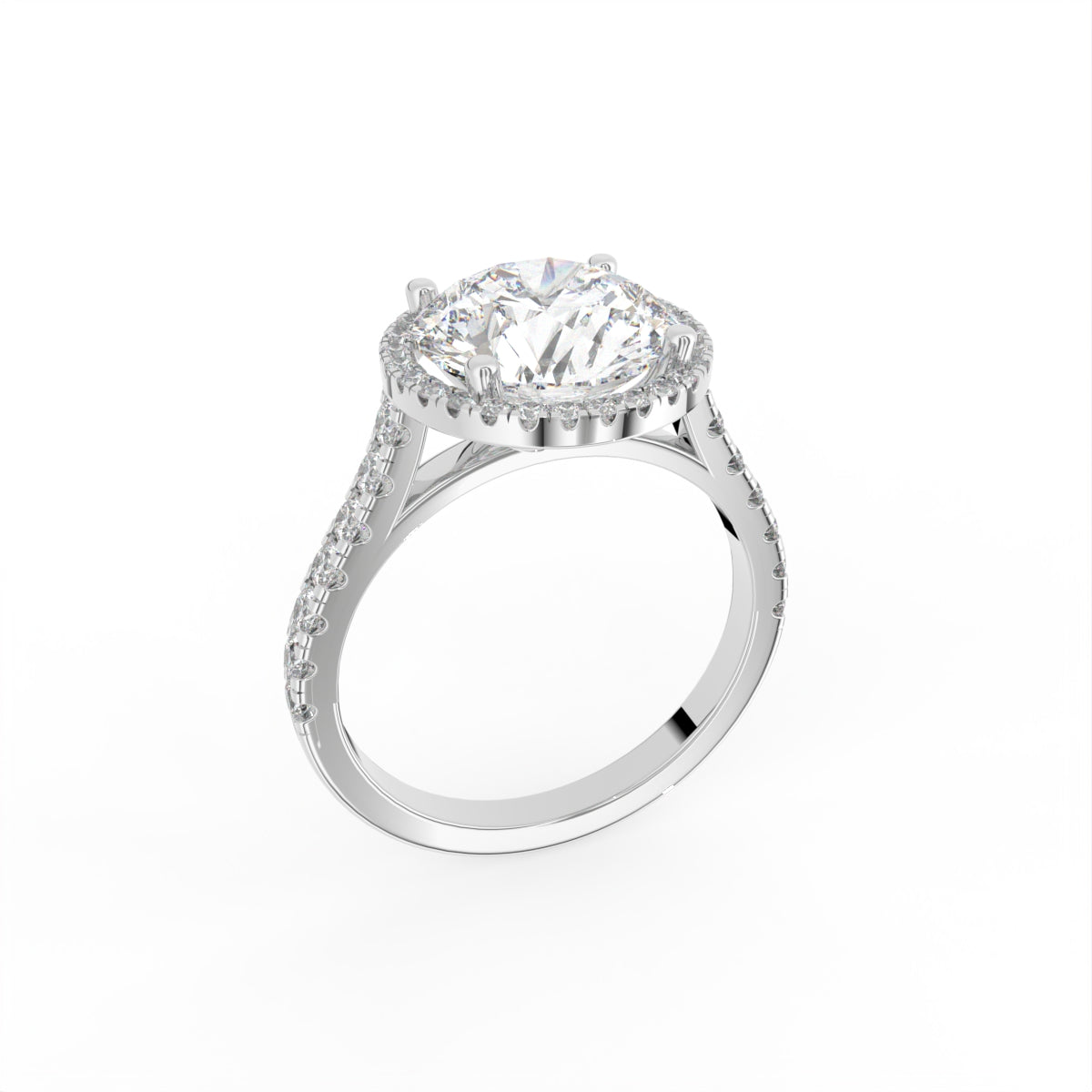 18K Halo Diamond Ring — 3D VIEW