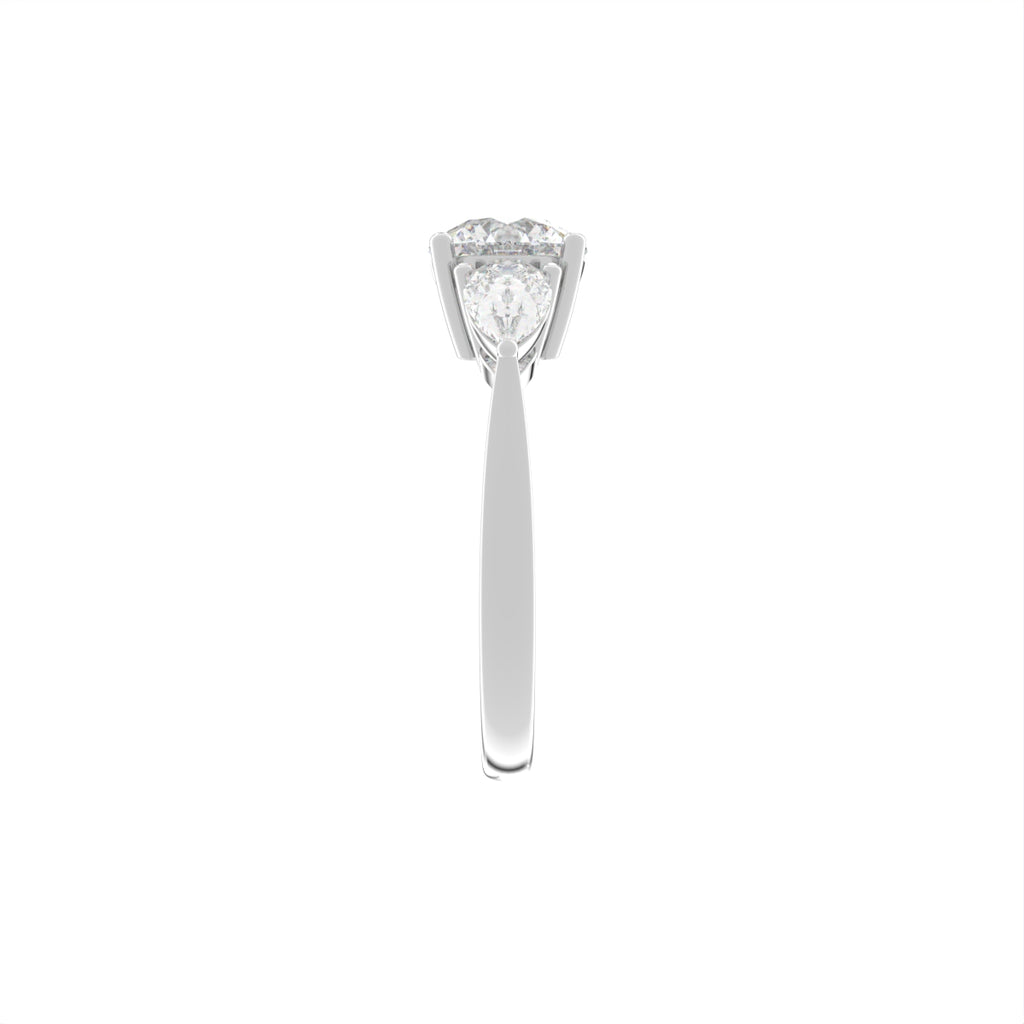 18K White Gold Trilogy Round Diamond Ring — SIDE