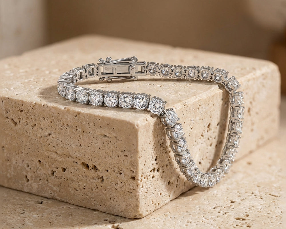 18K White Gold Round Tennis Diamond Bracelet