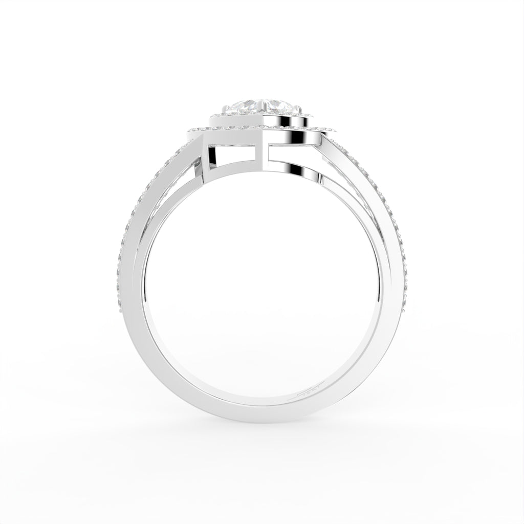 18K Halo Diamond Engagement Ring — FRONT