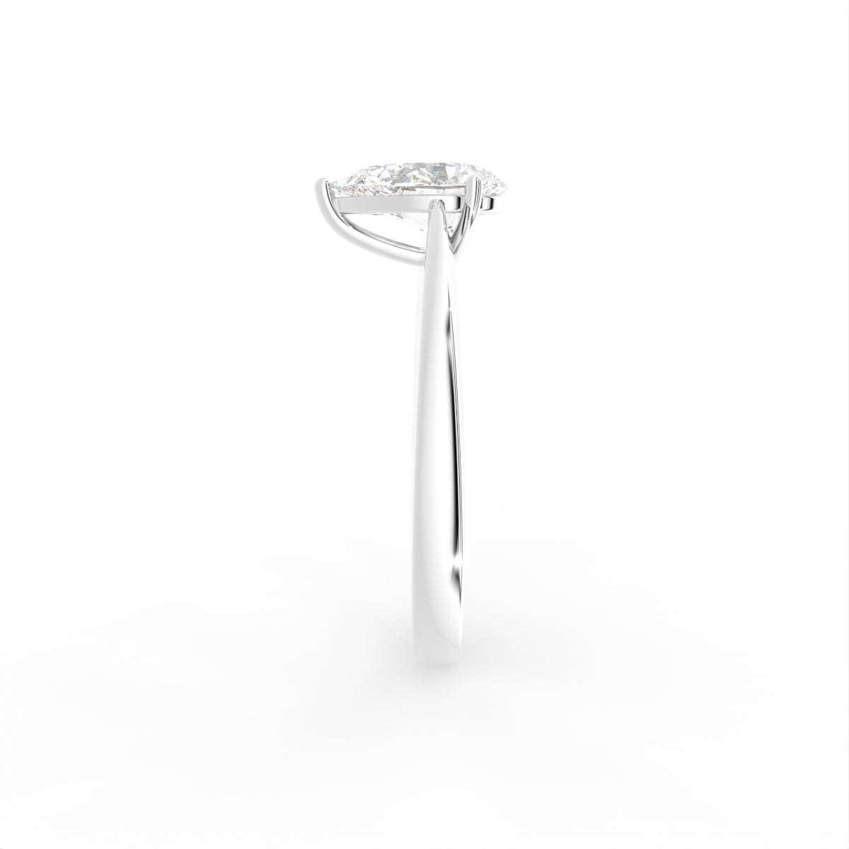18K Pear Solitaire Diamond Ring — SIDE