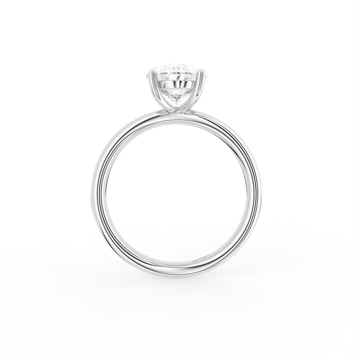 18K Solitaire Oval Diamond Engagement Ring — FRONT