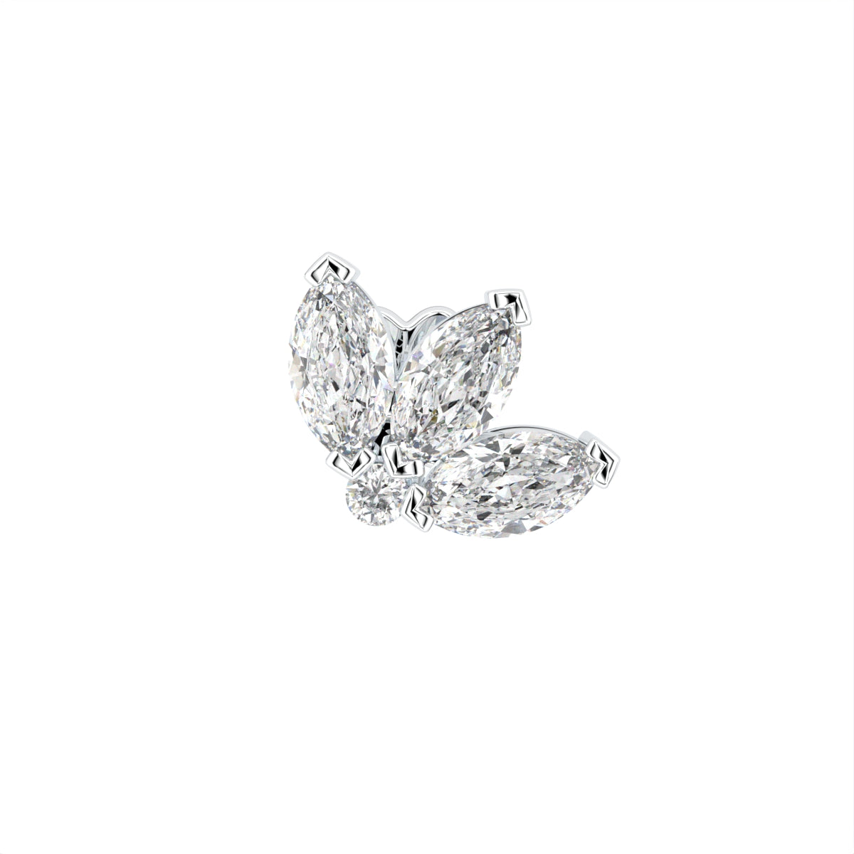 18K Marquise Diamond Piercing Earrings — TOP