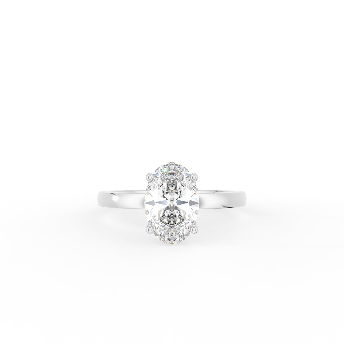 18K Solitaire Oval Diamond Engagement Ring — TOP