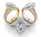 18K Halo Marquise Diamond Engagement Ring — 3 COLOR