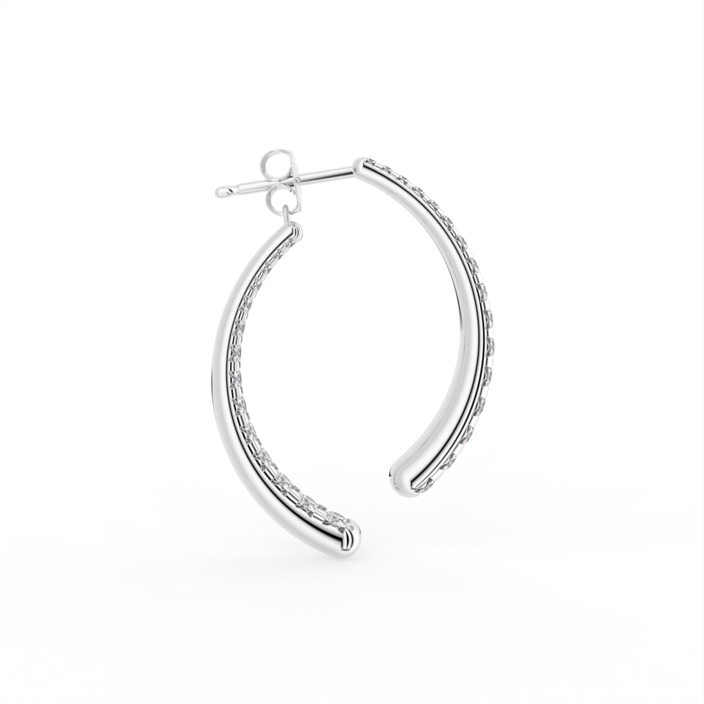 18K Pave Bespoke Diamond Hoop Earrings — SIDE VIEW