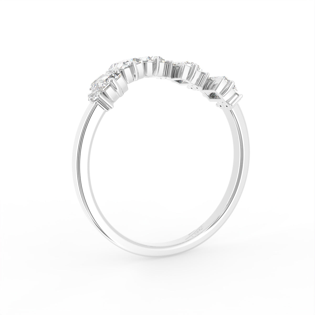 18K White Gold Baguette Diamond Ring — 3D VIEW