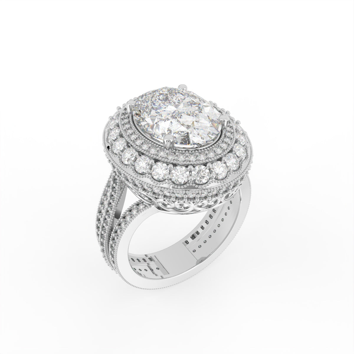 Sterling Silver Oval Diamond Ring — IMAGE URL