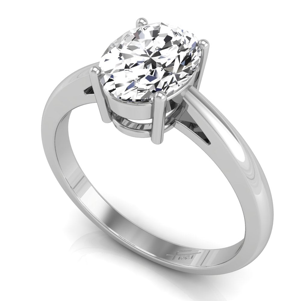 18K Solitaire Oval Diamond Ring — 3D VIEW