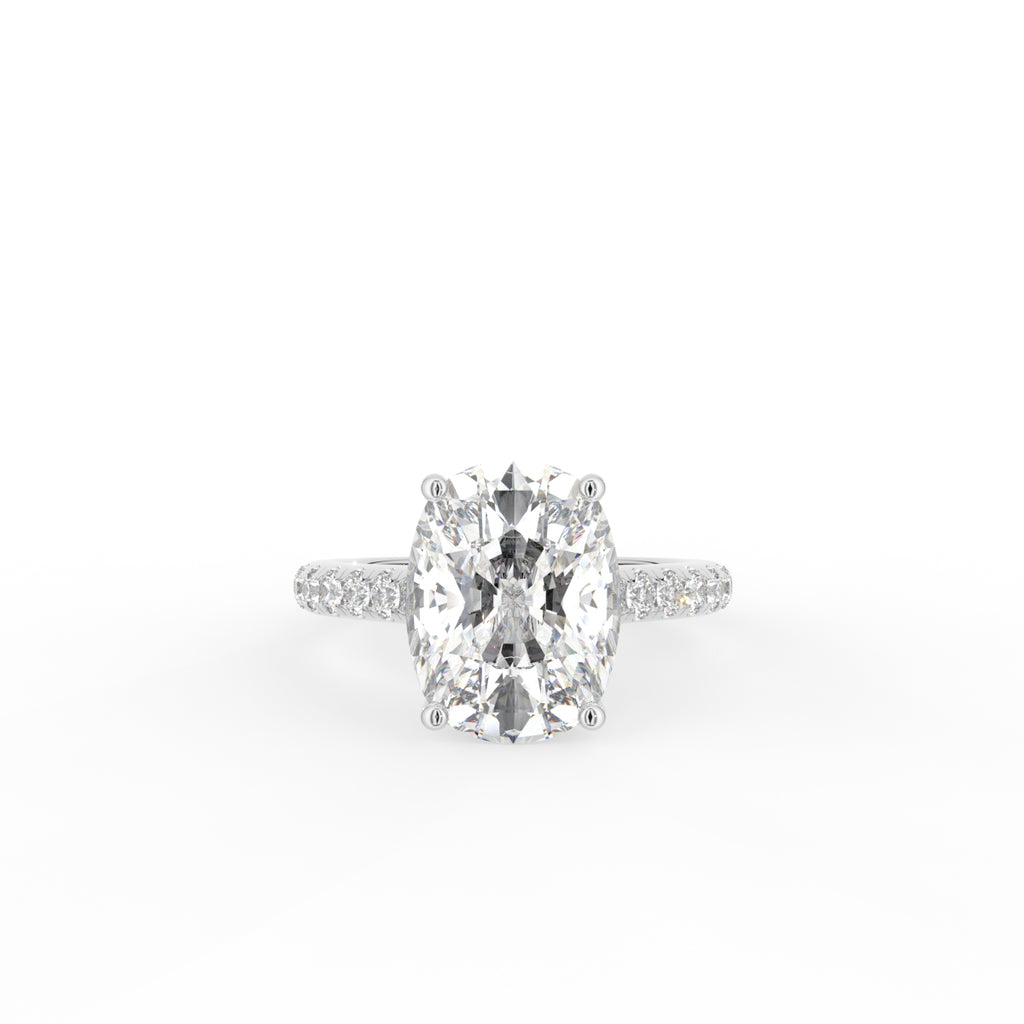 18K Solitaire Cushion Diamond Engagement Ring — TOP