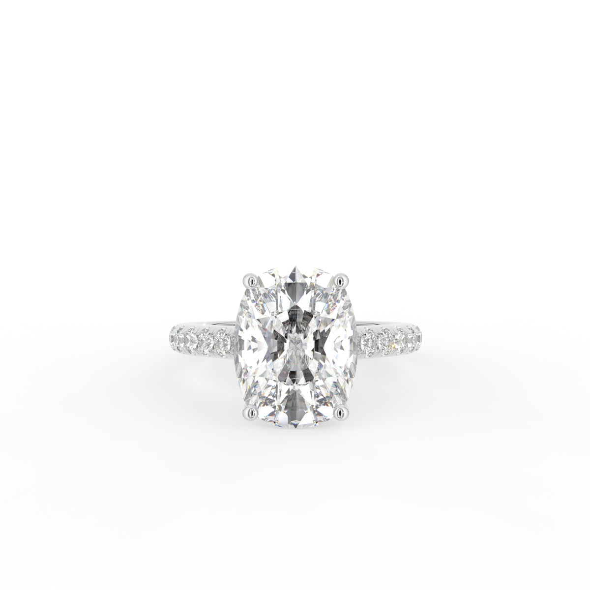 18K Solitaire Cushion Diamond Engagement Ring — TOP