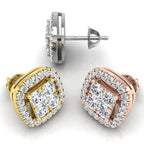 18K Halo Diamond Earrings — 3 COLOR
