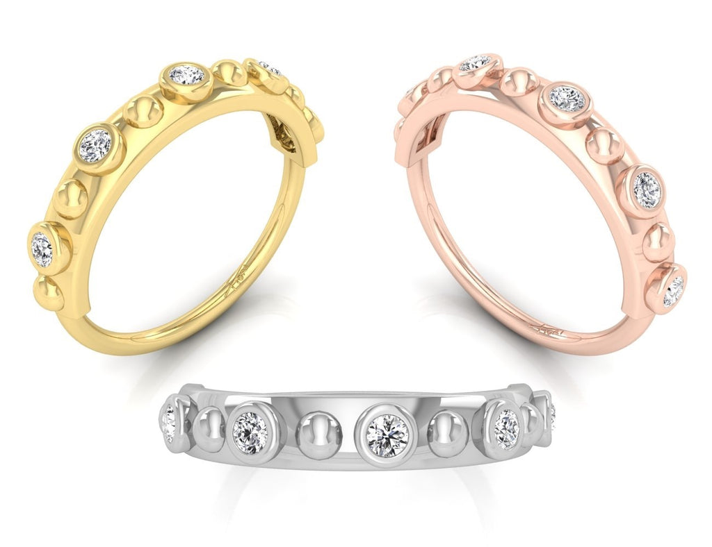 18K Bezel Round Diamond Ring — 3 COLOR