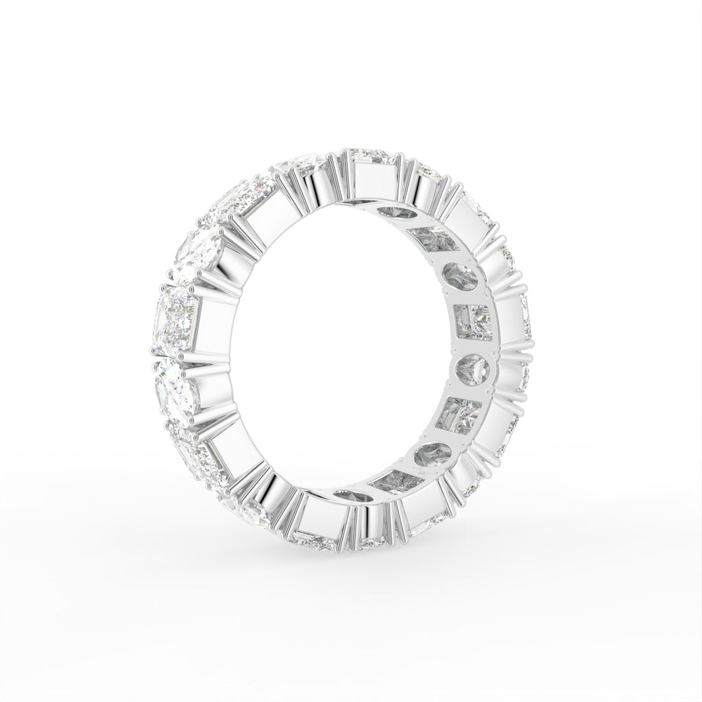 18K Full Eternity Emerald Cut Diamond Ring — 3D VIEW