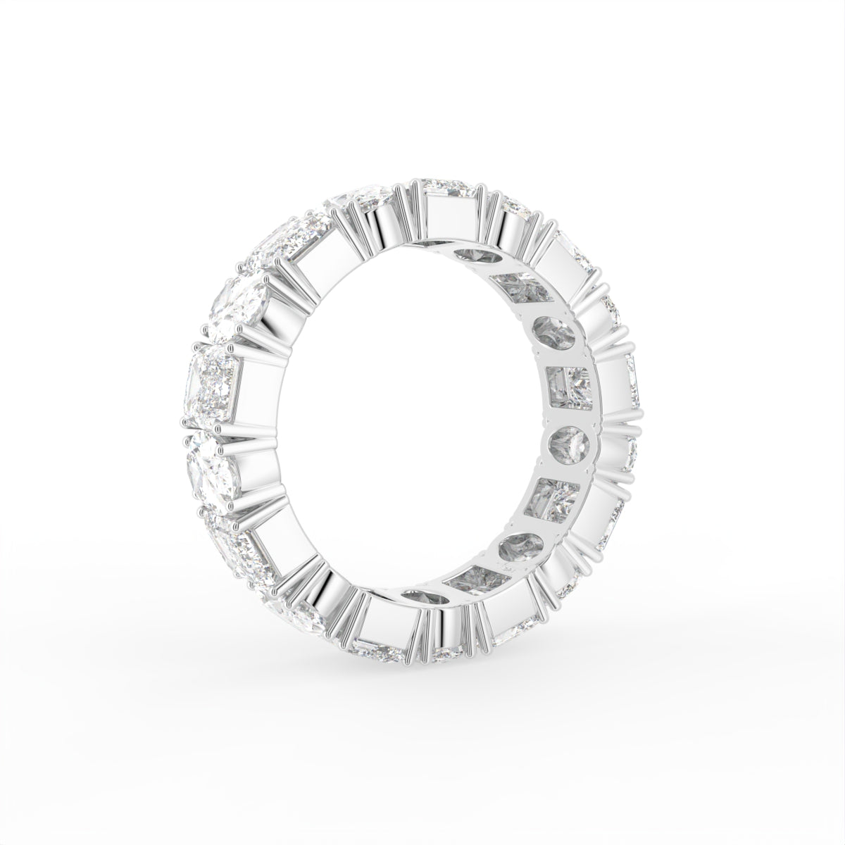 18K Full Eternity Emerald Cut Diamond Ring — 3D VIEW