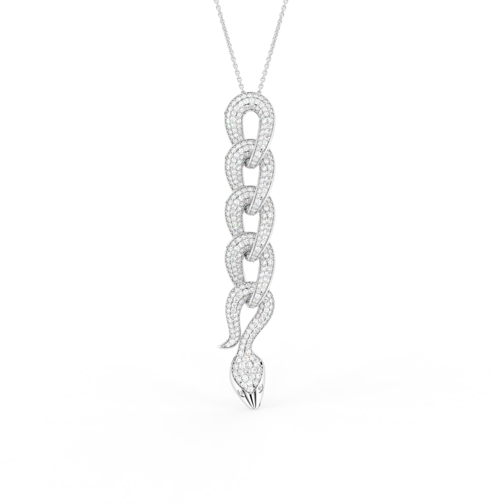 18K Bespoke Snake Diamond Pendant — FRONT