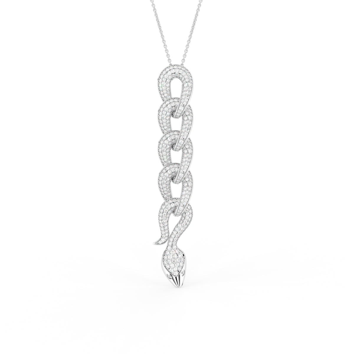 18K Bespoke Snake Diamond Pendant — FRONT
