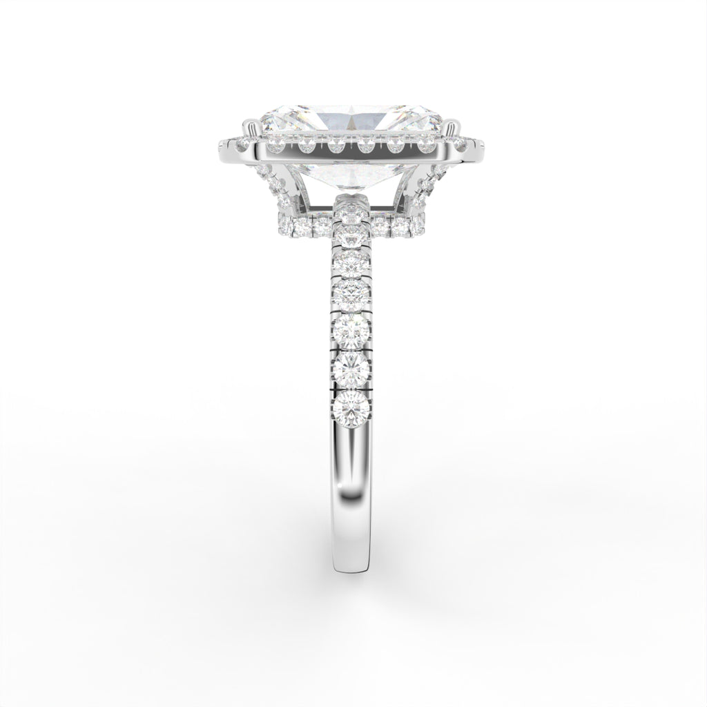 18K White Gold Halo Radiant Diamond Ring — TOP