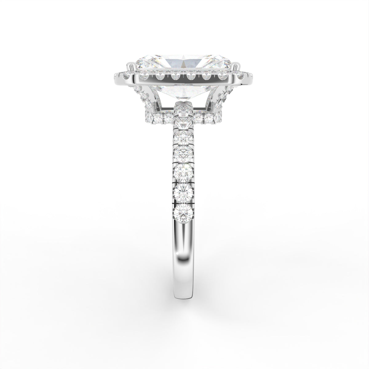 18K White Gold Halo Radiant Diamond Ring — TOP