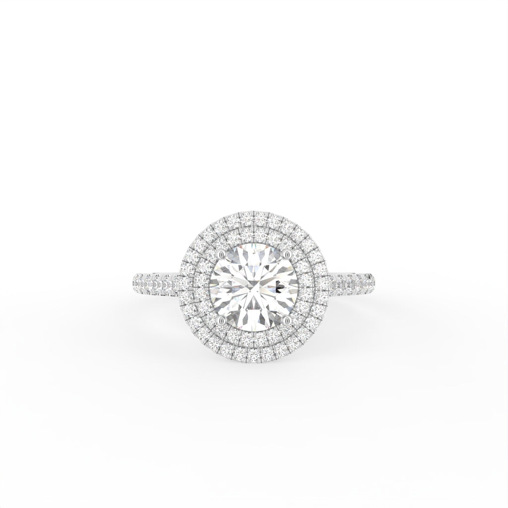18K Halo Solitaire Round Diamond Engagement Ring — TOP