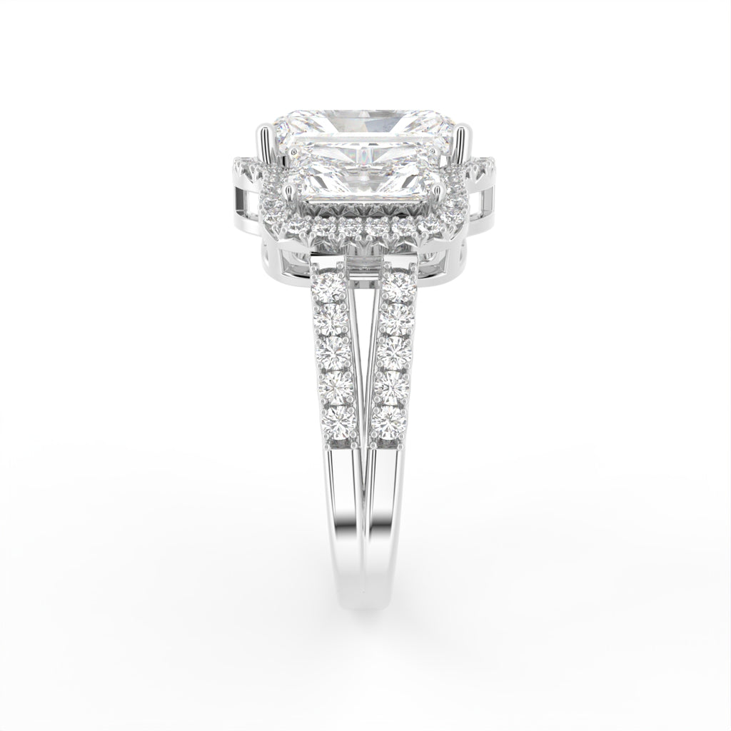 18K White Gold Halo Diamond Engagement Ring — SIDE