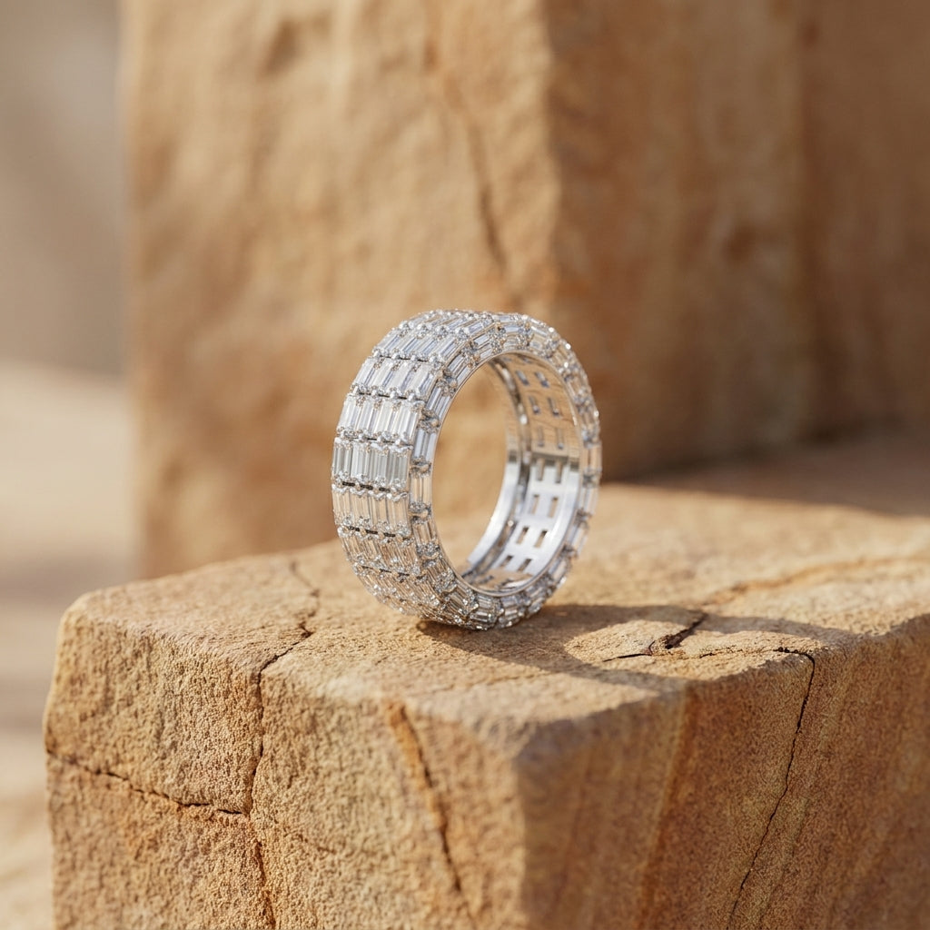 18K White Gold Baguette Diamond Ring