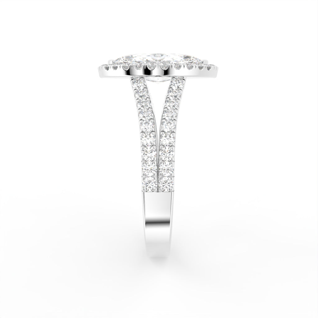 18K Halo Marquise Diamond Engagement Ring — SIDE