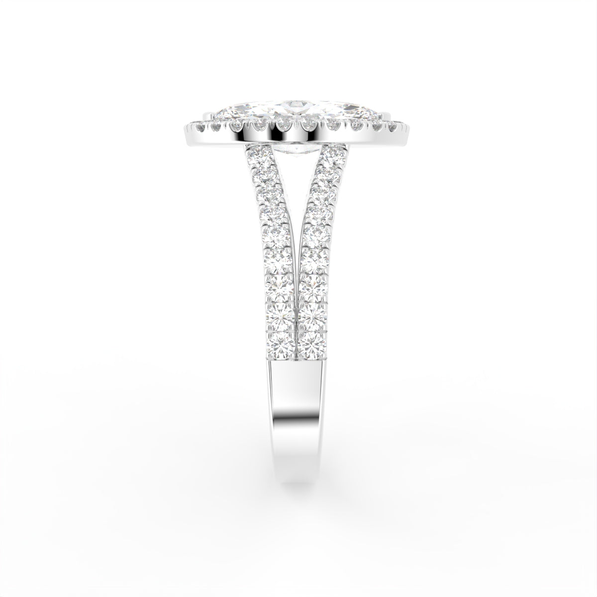 18K Halo Marquise Diamond Engagement Ring — SIDE