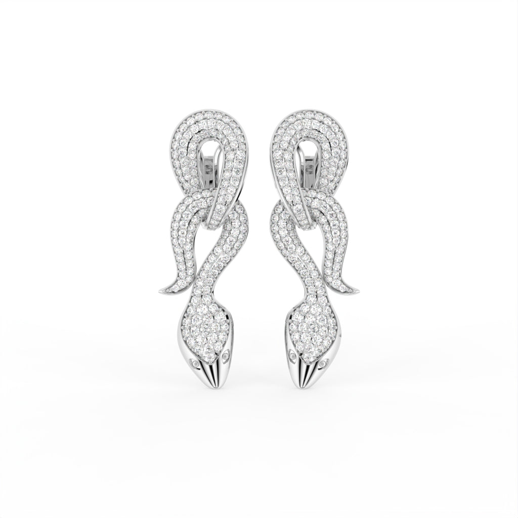 18K Snake Drop Bespoke Diamond Earrings — TOP