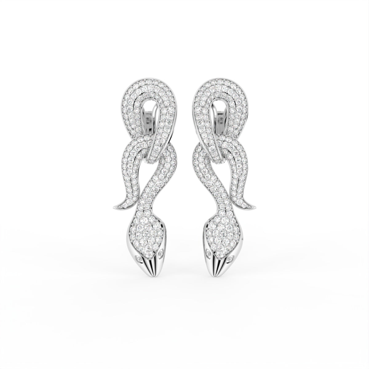 18K Snake Drop Bespoke Diamond Earrings — TOP